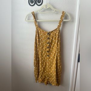 American Eagle- Romper, mustard yellow and white polka dots.